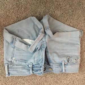 light wash pair of jean shorts